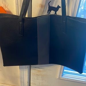 Vince Camuto Brown Vegan or Leather Tote Handbag LNC 20” hang from shoulder bag